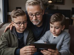 grandfather and children