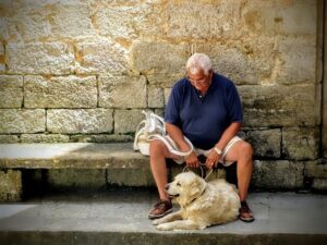 man with dog